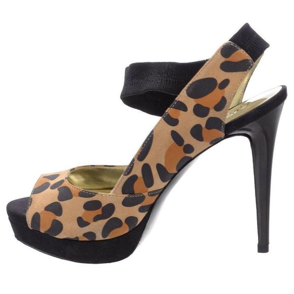 Carlos Santana Women's Suede Leopard Print Peep Toe Platform Stiletto Pumps NIB - Picture 5 of 16